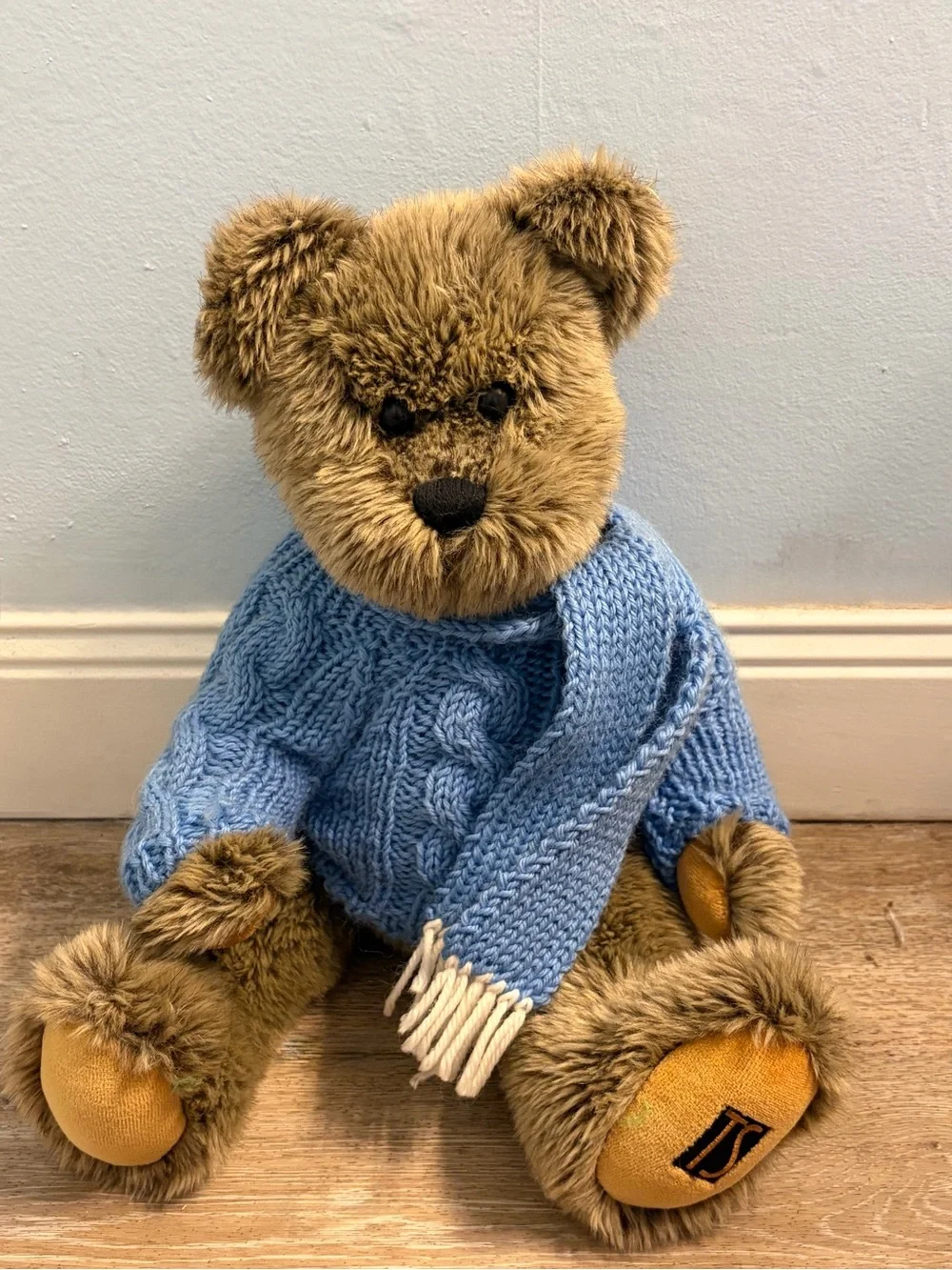 TS Teddy Bear with Blue Sweater and Scarf